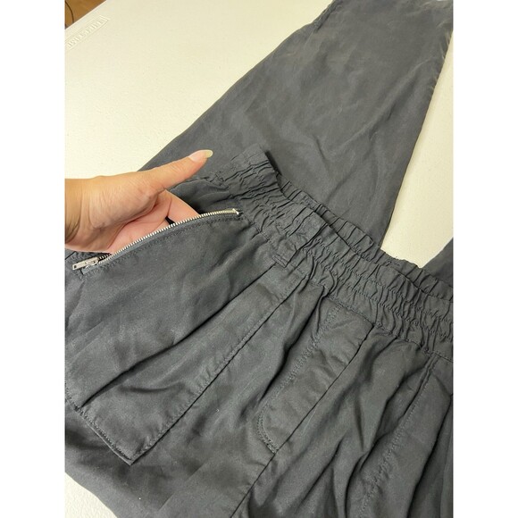Sundance Pants Womens 12 Black Tencel Elastic Waist Zip Pockets Tapered 28” - Picture 3 of 10